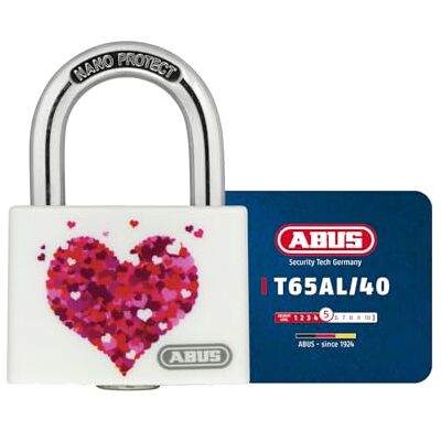 ABUS Candado T65AL/40 myLove con motivo de corazón escribible candado para taquilla cuerpo de aluminio macizo nivel de seguridad 5 rojo ABUS Candado T65AL/40 myLove con motivo de corazón escribible candado para taquilla cuerpo de aluminio macizo nivel de seguridad 5 rojo