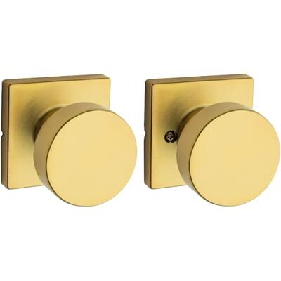 Kwikset Pismo Pomo de puerta de paso interior, manija para puertas de armario y pasillo, perilla de puerta sin bloqueo, latón satinado Kwikset Pismo Pomo de puerta de paso interior, manija para puertas de armario y pasillo, perilla de puerta sin bloqueo, latón satinado