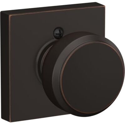 SCHLAGE F170 BWE 716 COL Manija Broadway con moldura Collins, manija de puerta falsa sin giro, bronce envejecido SCHLAGE F170 BWE 716 COL Manija Broadway con moldura Collins, manija de puerta falsa sin giro, bronce envejecido
