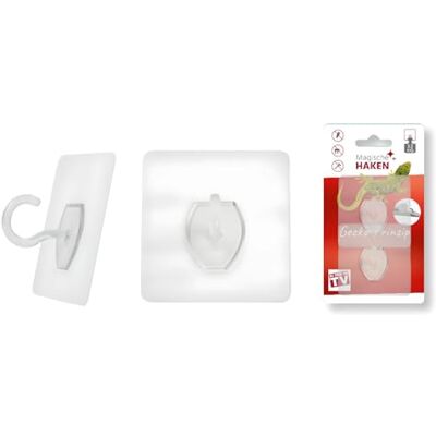 Magische Haken Los ganchos definitivos! Transparente, autoadhesivo, extra fuerte y reutilizable. Perfecto para montaje en pared en interiores y exteriores. Magische Haken Los ganchos definitivos! Transparente, autoadhesivo, extra fuerte y reutilizable. Perfecto para montaje en pared en interiores y exteriores.