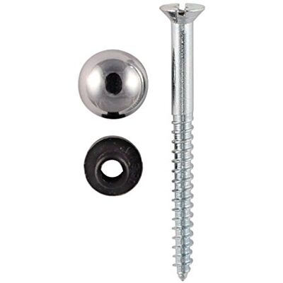 Merriway Espejo Tornillo Con Chrome Cúpula Y Arandelas De 32 Mm, Galvanizado (Paquete De 4) Merriway Espejo Tornillo Con Chrome Cúpula Y Arandelas De 32 Mm, Galvanizado (Paquete De 4)