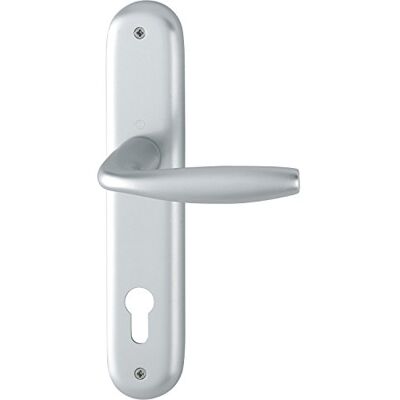 HOPPE New York Tirador de puerta sobre placa PZ 88, grosor de puerta 35-45, VK 8/8,5, color plateado anodizado HOPPE New York Tirador de puerta sobre placa PZ 88, grosor de puerta 35-45, VK 8/8,5, color plateado anodizado