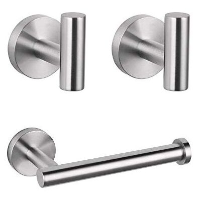 GERZWY Moderno Juego de Accesorios de baño de 3 Piezas, Soporte para Papel higiénico y 2 Ganchos para Toallas, Montaje en Pared, Acero Inoxidable Cepillado Sus 304 GERZWY Moderno Juego de Accesorios de baño de 3 Piezas, Soporte para Papel higiénico y 2 Ganchos para Toallas, Montaje en Pared, Acero Inoxidable Cepillado Sus 304