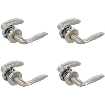 Amig Pack de 4 Juegos de Manillas de Roseta Interior para Puertas Mod. Ø53 mm Cuadradillo de 8 mm Diseño Elegante y Sencillo Acero inoxidable Plateado Mate Amig Pack de 4 Juegos de Manillas de Roseta Interior para Puertas Mod. Ø53 mm Cuadradillo de 8 mm Diseño Elegante y Sencillo Acero inoxidable Plateado Mate