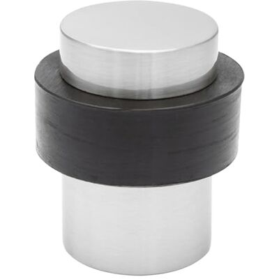 WAGNER Tope de Puerta BIG BEN, Tope para el Suelo – Ø 36 x 42 mm, Óptica de Acero Inoxidable Satinado, Goma Termoplástica, Negro, para Atornillar, Incluye Taco y Tornillo – WAGNER Tope de Puerta BIG BEN, Tope para el Suelo – Ø 36 x 42 mm, Óptica de Acero Inoxidable Satinado, Goma Termoplástica, Negro, para Atornillar, Incluye Taco y Tornillo –