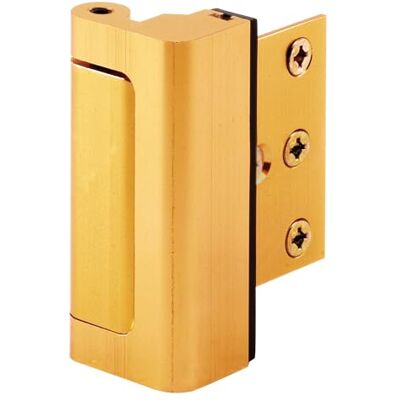 PRiME Cerradura de refuerzo de puerta, añade seguridad adicional a tu hogar y evita la entrada no autorizada, tope de 3 pulgadas, construcción de aluminio, acabado anodizado dorado PRiME Cerradura de refuerzo de puerta, añade seguridad adicional a tu hogar y evita la entrada no autorizada, tope de 3 pulgadas, construcción de aluminio, acabado anodizado dorado
