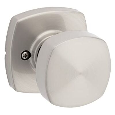 Kwikset Arroyo Pomo de puerta falso, manija de una sola cara para armarios, puertas dobles francesas y despensa, perilla interior de níquel satinado sin giro para puerta de empuje y tirar, con Kwikset Arroyo Pomo de puerta falso, manija de una sola cara para armarios, puertas dobles francesas y despensa, perilla interior de níquel satinado sin giro para puerta de empuje y tirar, con