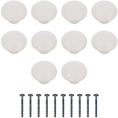 Amig Pack de 10 Pomos para muebles Diámetro Ø35 mm Color Blanco Fabricado en Cerámica Mod. Amig Pack de 10 Pomos para muebles Diámetro Ø35 mm Color Blanco Fabricado en Cerámica Mod.