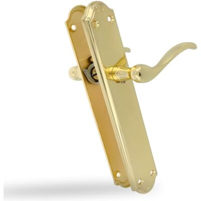 Amig Juego de Manillas con PLaca 248 x 44 mm Fabricado en Zamak Acabado Dorado Incluye Tornillos Pasantes Antirrobo y Accesorios de Fijación Para Puertas de interior Amig Juego de Manillas con PLaca 248 x 44 mm Fabricado en Zamak Acabado Dorado Incluye Tornillos Pasantes Antirrobo y Accesorios de Fijación Para Puertas de interior