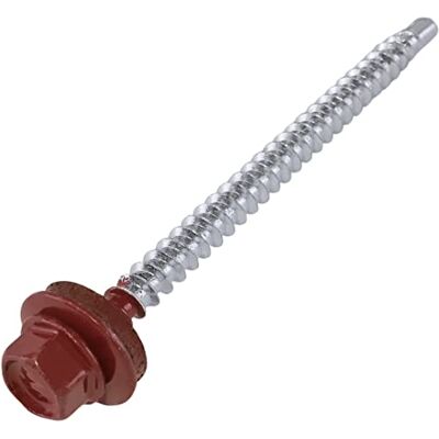 AERZETIX Juego de 50 Tornillo autoperforante de metal a madera Ø4.8x70mm + arandela de sellado EPDM pintado en color rojo marrón RAL 3011 huella de cabeza 8mm hexagonal en acero AERZETIX Juego de 50 Tornillo autoperforante de metal a madera Ø4.8x70mm + arandela de sellado EPDM pintado en color rojo marrón RAL 3011 huella de cabeza 8mm hexagonal en acero