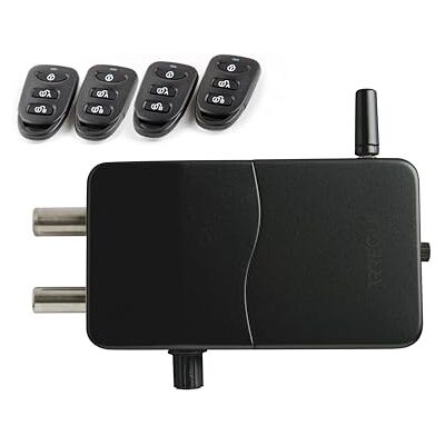 ARREGUI Cerradura de Seguridad Invisible para Puerta con Alarma Sonora 4 mandos a distancia Antirrobo, Anti Okupas Cerradura Electrónica Cerrojo Inalámbrico Interior negro ARREGUI Cerradura de Seguridad Invisible para Puerta con Alarma Sonora 4 mandos a distancia Antirrobo, Anti Okupas Cerradura Electrónica Cerrojo Inalámbrico Interior negro