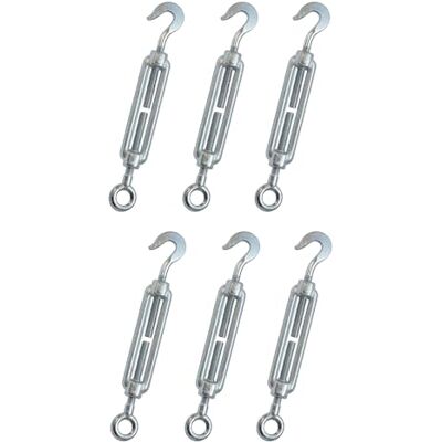Kippen Pack de 6 Tensores con Gancho y Ojal de Acero Galvanizado Medida 8mm Kippen Pack de 6 Tensores con Gancho y Ojal de Acero Galvanizado Medida 8mm