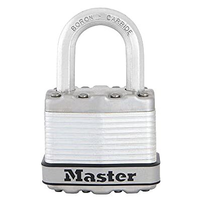 Master Lock Candado de acero laminado Magnum de 1-3/4 pulgadas de ancho, 5/16 pulgadas de diámetro, distancia del grillete, grillete de 1 pulgada Master Lock Candado de acero laminado Magnum de 1-3/4 pulgadas de ancho, 5/16 pulgadas de diámetro, distancia del grillete, grillete de 1 pulgada