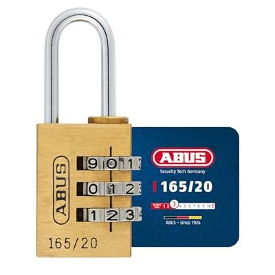 ABUS Candado de combinación 165/20 candado de latón con código numérico personalizable candado para maletas y taquillas nivel de seguridad 3 ABUS Candado de combinación 165/20 candado de latón con código numérico personalizable candado para maletas y taquillas nivel de seguridad 3