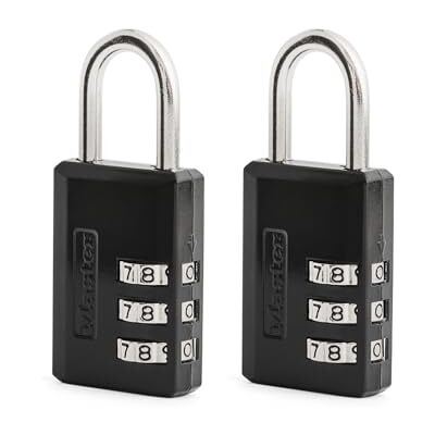 Master Lock Candado de combinación negro, cerradura de gimnasio para interiores con código personalizable de 3 dígitos para equipaje, mochilas, armarios, paquete de 2 Master Lock Candado de combinación negro, cerradura de gimnasio para interiores con código personalizable de 3 dígitos para equipaje, mochilas, armarios, paquete de 2