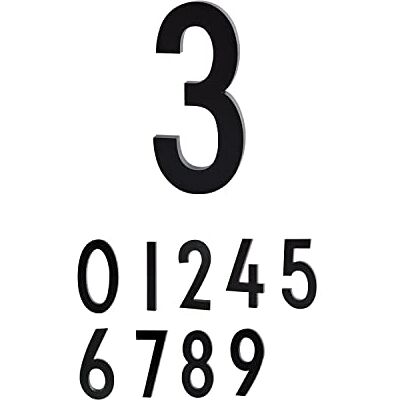 Design Letters Números de casa de aluminio, color negro (0-9) grande 10cm-3 Design Letters Números de casa de aluminio, color negro (0-9) grande 10cm-3