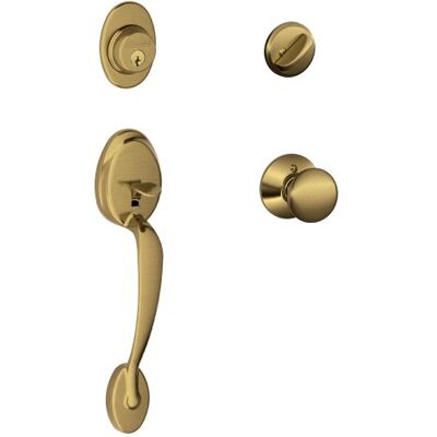 SCHLAGE F60 PLY 609 Juego de manijas Plymouth con perilla interior Plymouth, latón envejecido SCHLAGE F60 PLY 609 Juego de manijas Plymouth con perilla interior Plymouth, latón envejecido