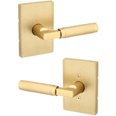 Kwikset Prava Manija de puerta de paso interior, palanca para puertas de armario y pasillo, manija reversible sin bloqueo, latón satinado, con protección Microban Kwikset Prava Manija de puerta de paso interior, palanca para puertas de armario y pasillo, manija reversible sin bloqueo, latón satinado, con protección Microban