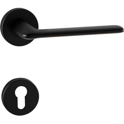 MARCHESI Juego de manillas UMAG a roseta PZ, 38-45 mm, zamak negro mate MARCHESI Juego de manillas UMAG a roseta PZ, 38-45 mm, zamak negro mate