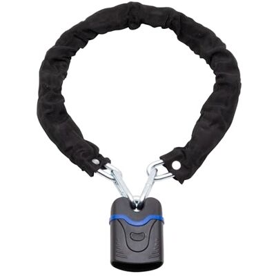 Sterling Cadena de seguridad y candado de 8 mm, color negro Sterling Cadena de seguridad y candado de 8 mm, color negro