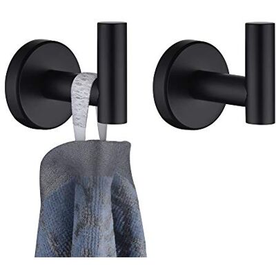 JQK Gancho para Toalla de baño, Sus 304 de Acero Inoxidable para baño, Cocina, Garaje, Montaje en Pared (Paquete de 2), Negro Pulido, JQK Gancho para Toalla de baño, Sus 304 de Acero Inoxidable para baño, Cocina, Garaje, Montaje en Pared (Paquete de 2), Negro Pulido,