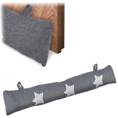 Relaxdays Burlete Puerta Suave con Estrellas, Zócalo Aislante Frío Abertura, Cojín Ventana, 76 cm, Relleno Arena, Gris Relaxdays Burlete Puerta Suave con Estrellas, Zócalo Aislante Frío Abertura, Cojín Ventana, 76 cm, Relleno Arena, Gris