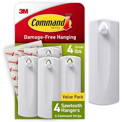 Command 3M Gancho, color blanco, paquete de 4 Command 3M Gancho, color blanco, paquete de 4