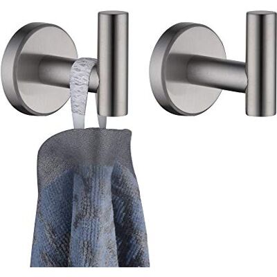 JQK Gancho para Toallas de baño, Perchero, Ropa, baño, Ganchos de Pared para Cocina, Garaje, Paquete de 2 Unidades, Acabado Cepillado, JQK Gancho para Toallas de baño, Perchero, Ropa, baño, Ganchos de Pared para Cocina, Garaje, Paquete de 2 Unidades, Acabado Cepillado,