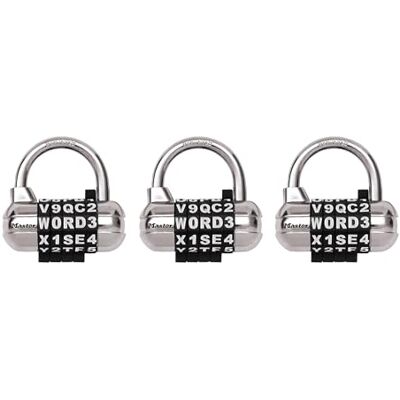 Master Lock Candado de combinación de palabras de 64 mm de ancho con esferas intercambiables y extraíbles; negro; paquete de 3. 1534EC3 Master Lock Candado de combinación de palabras de 64 mm de ancho con esferas intercambiables y extraíbles; negro; paquete de 3. 1534EC3