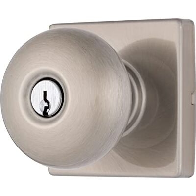BRINKS Perilla de puerta de bola de entrada con llave contemporánea, níquel satinado Diseñado para hogares elegantes y modernos y se mezcla perfectamente con decoración interior BRINKS Perilla de puerta de bola de entrada con llave contemporánea, níquel satinado Diseñado para hogares elegantes y modernos y se mezcla perfectamente con decoración interior