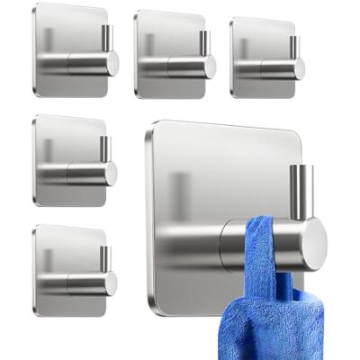 KollyKolla Ganchos Adhesivos para Pared Acero Inoxidable, 6 Piezas Plateado, Colgadores Adhesivos, Autoadhesivo Colgador Toallas, Accesorios para Baño Extrafuertes y Sin Taladro, Multi-Uso para Llaves y Ropa KollyKolla Ganchos Adhesivos para Pared Acero Inoxidable, 6 Piezas Plateado, Colgadores Adhesivos, Autoadhesivo Colgador Toallas, Accesorios para Baño Extrafuertes y Sin Taladro, Multi-Uso para Llaves y Ropa