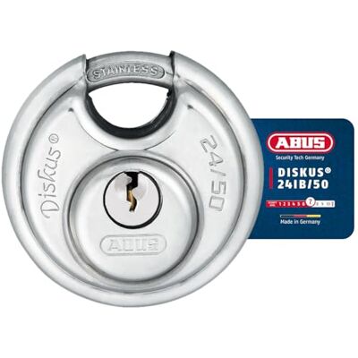 ABUS Candado Diskus® 24IB/50 de acero inoxidable con protección integral de 360° para garantizar la seguridad en climas adversos 20318 nivel de seguridad 7 plateado ABUS Candado Diskus® 24IB/50 de acero inoxidable con protección integral de 360° para garantizar la seguridad en climas adversos 20318 nivel de seguridad 7 plateado