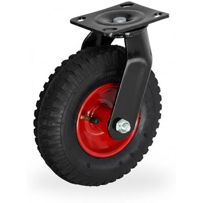Relaxdays Rueda giratoria, neumático 2,50-4, para Cargas Pesadas hasta 120 kg, Placa atornillable de Acero, Negro/Rojo Relaxdays Rueda giratoria, neumático 2,50-4, para Cargas Pesadas hasta 120 kg, Placa atornillable de Acero, Negro/Rojo