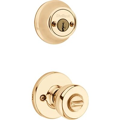 Kwikset Perilla de entrada/cerrojo de seguridad, latón pulido Kwikset Perilla de entrada/cerrojo de seguridad, latón pulido