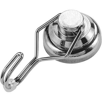 Connex Gancho magnético de neodimio (diámetro 32 x 67 mm, fuerza de adhesión, 32 kg, 1 unidad), color plateado Connex Gancho magnético de neodimio (diámetro 32 x 67 mm, fuerza de adhesión, 32 kg, 1 unidad), color plateado
