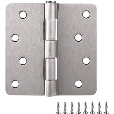 Design House Door Hinges for Interior Doors 6-Pack 4-inch x 4-inch – Rounded 1/4-inch Radius Steel Door Hinge – Satin Nickel – Fits Standard Doors – 189023 Design House Door Hinges for Interior Doors 6-Pack 4-inch x 4-inch – Rounded 1/4-inch Radius Steel Door Hinge – Satin Nickel – Fits Standard Doors – 189023