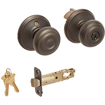 SCHLAGE Juego de pomos georgianos para puerta de almacén, bronce envejecido SCHLAGE Juego de pomos georgianos para puerta de almacén, bronce envejecido