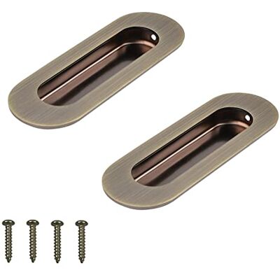 MOROBOR Tirador de armario, 2 piezas, bronce de acero inoxidable, orificio lateral ovalado, empotrado, integrado, tirador de puerta corrediza, tiradores de dedo empotrados con tornillos ocultos para MOROBOR Tirador de armario, 2 piezas, bronce de acero inoxidable, orificio lateral ovalado, empotrado, integrado, tirador de puerta corrediza, tiradores de dedo empotrados con tornillos ocultos para