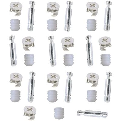 Merriway Juego de 10 tornillos de fijación para gabinetes de muebles (15 mm x 12 mm) y clavija (M6 x 44 mm) Merriway Juego de 10 tornillos de fijación para gabinetes de muebles (15 mm x 12 mm) y clavija (M6 x 44 mm)