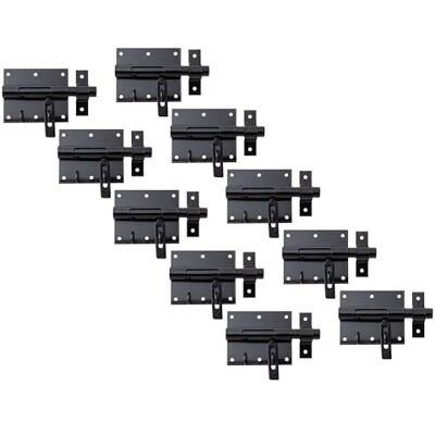 Alberts Cerradura de perno con trabilla fijada revestimiento de plástico negro placa 95 x 79 mm perno de 15,5 mm longitud total 135 mm juego de 10 unidades Alberts Cerradura de perno con trabilla fijada revestimiento de plástico negro placa 95 x 79 mm perno de 15,5 mm longitud total 135 mm juego de 10 unidades