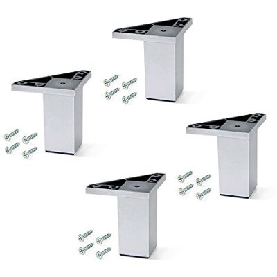 EMUCA Pies para Muebles de plástico Gris Metalizado, Patas para Mueble, Lote de 4 pies de Altura 80mm con Tornillos de Montaje EMUCA Pies para Muebles de plástico Gris Metalizado, Patas para Mueble, Lote de 4 pies de Altura 80mm con Tornillos de Montaje