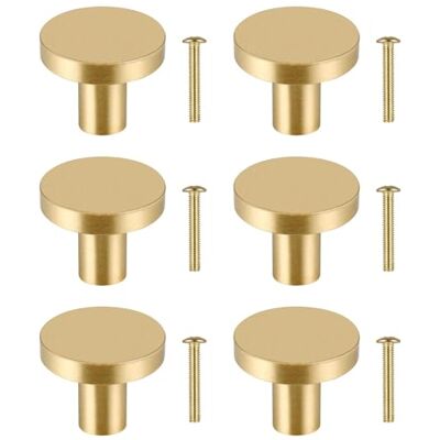 JIZZU 6Pcs Pomos y Tiradores Armarios de Doradas, Tiradores Cajones 25x20mm Tiradores y Pomos Redondos de Latón Macizo para Cajones, Gabinete, Armarios, Tocador, Cocina, Baño, con 6Pcs Tornillos JIZZU 6Pcs Pomos y Tiradores Armarios de Doradas, Tiradores Cajones 25x20mm Tiradores y Pomos Redondos de Latón Macizo para Cajones, Gabinete, Armarios, Tocador, Cocina, Baño, con 6Pcs Tornillos
