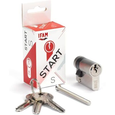 IFAM Cilindro Puertas Start-S, 10x30mm, Leva 15mm, Bombín Cerradura de Seguridad con 6 Pitones de Acero, Incluye 3 Llaves de Serreta, Sistema Antiganzúa y Antitaladro, Perfil Europeo, Acabado Níquel IFAM Cilindro Puertas Start-S, 10x30mm, Leva 15mm, Bombín Cerradura de Seguridad con 6 Pitones de Acero, Incluye 3 Llaves de Serreta, Sistema Antiganzúa y Antitaladro, Perfil Europeo, Acabado Níquel