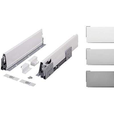cyclingcolors 2x Cajón completo con guías + lateral + soporte frontal + trasero + tapa + tornillos, corredera, riel, muebles, cocina, altura 86mm, longitud 500mm, titanio cyclingcolors 2x Cajón completo con guías + lateral + soporte frontal + trasero + tapa + tornillos, corredera, riel, muebles, cocina, altura 86mm, longitud 500mm, titanio