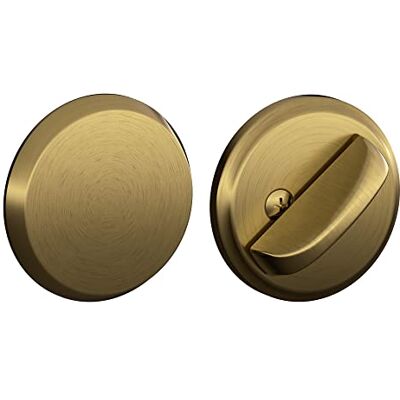 SCHLAGE B81 Cerrojo residencial de una sola cara con giro de pulgar y borde exterior Pl, latón antiguo SCHLAGE B81 Cerrojo residencial de una sola cara con giro de pulgar y borde exterior Pl, latón antiguo