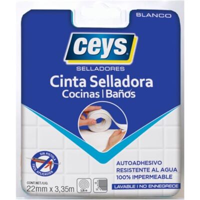 ceys Cinta Selladora Cocinas y Baños Autoadhesiva 22 mm x 3,35 m ceys Cinta Selladora Cocinas y Baños Autoadhesiva 22 mm x 3,35 m