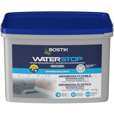 Bostik Waterstop Impermeabilizante Gris Superficies Húmedas o Secas, Listo al Uso, sin Imprimación, Resistente al Agrietamiento, Multimaterial, Fácil de Aplicar, Interior y Exterior, Bote 14 kg Bostik Waterstop Impermeabilizante Gris Superficies Húmedas o Secas, Listo al Uso, sin Imprimación, Resistente al Agrietamiento, Multimaterial, Fácil de Aplicar, Interior y Exterior, Bote 14 kg
