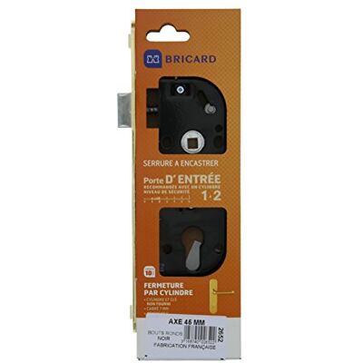 Bricard cerradura empotrable pestillo 1/2 Tour reversible eje 45 alto de acero lacado de extremos redondos sin cilindro, Negro Bricard cerradura empotrable pestillo 1/2 Tour reversible eje 45 alto de acero lacado de extremos redondos sin cilindro, Negro
