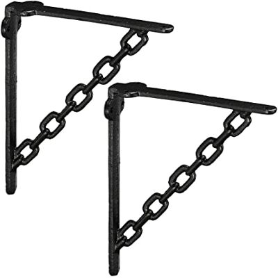 Relaxdays Escuadras Estantería Hierro Fundido, Set de 2, Envejecidas, Soportes Retro, Diseño Cadena, Color Negro Relaxdays Escuadras Estantería Hierro Fundido, Set de 2, Envejecidas, Soportes Retro, Diseño Cadena, Color Negro