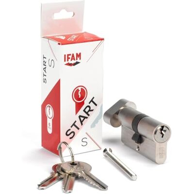 IFAM Cilindro de Pomo para Puertas Start-S, 30x30mm, Leva 15mm, Bombín Cerradura de Seguridad 6 Pitones de Acero, 3 Llaves de Serreta, Sistema Antiganzúa y Antitaladro, Perfil Europeo, Acabado Níquel IFAM Cilindro de Pomo para Puertas Start-S, 30x30mm, Leva 15mm, Bombín Cerradura de Seguridad 6 Pitones de Acero, 3 Llaves de Serreta, Sistema Antiganzúa y Antitaladro, Perfil Europeo, Acabado Níquel